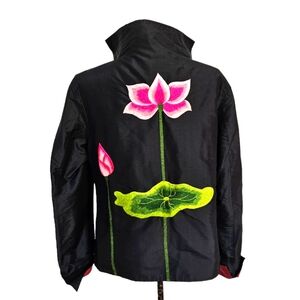 Silk Evening Jacket Hand Embroidered Vietnam Vintage  LOTUS LUXURY ECU S…